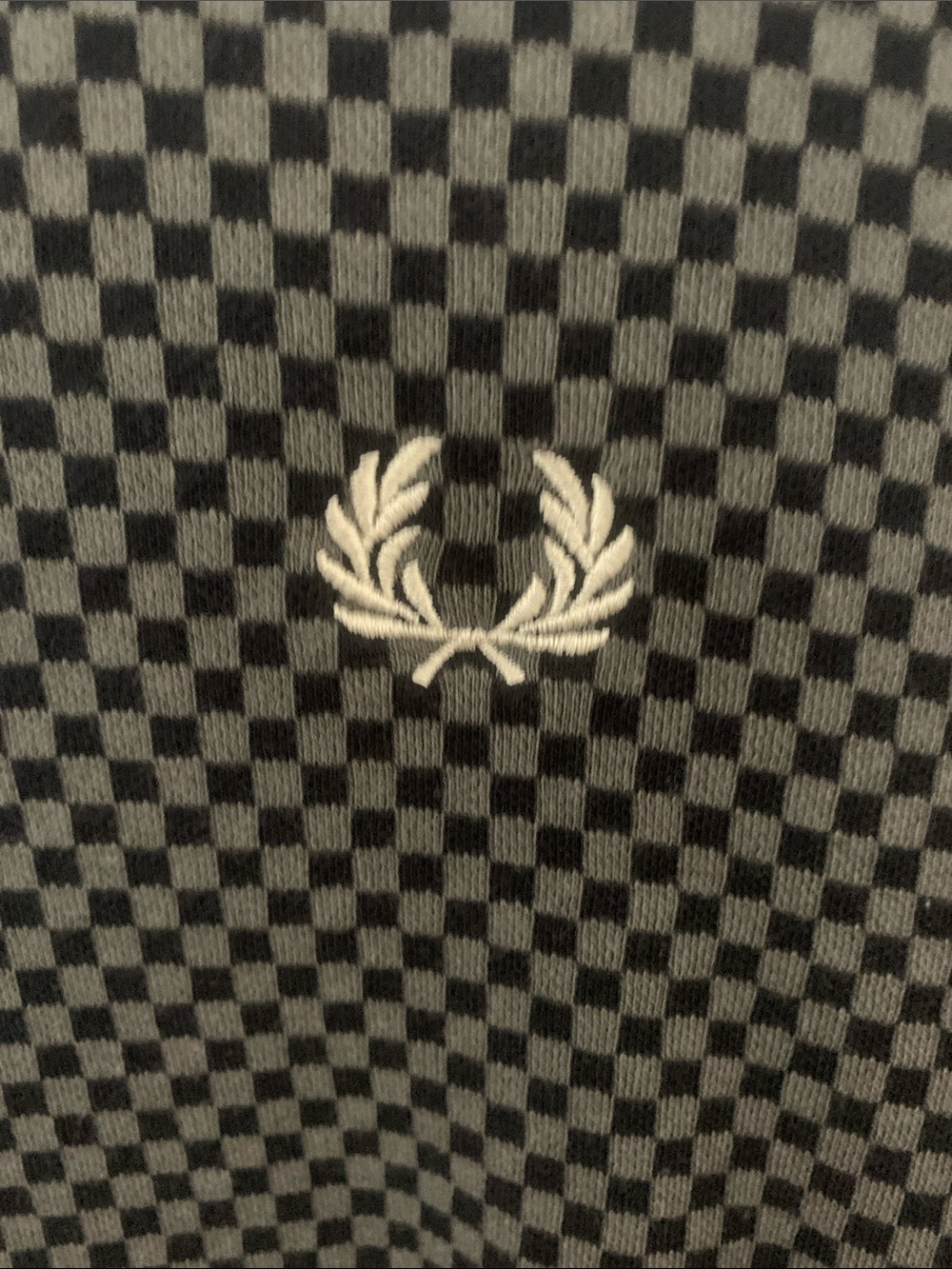 Fred Perry Long Sleeve Polo — Black and Gray Micro-Check - Picture 3 of 4
